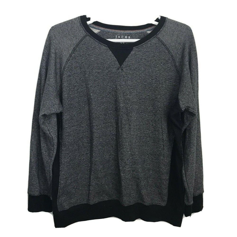 Jachs New York Men Pullover Sweater Crew Neck Gray French Terry Premium Sz XL